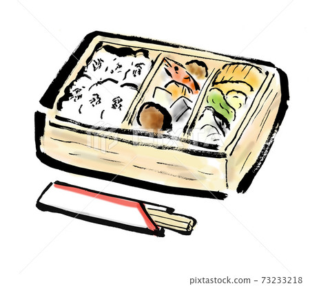 Hand-painted Japanese-style illustration of Japanese-style Makunouchi lunch box Hand-painted Japanese-style illustration of Japanese-style Makunouchi lunch box 73233218