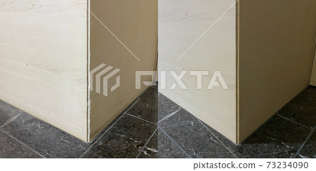 Before and after, repair wall corner in natural marble, with colored epoxy glues 73234090