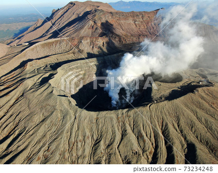 阿蘇中岳火山口的鳥瞰圖 73234248