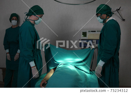patient die in performing operation in hospital, Team of surgeons so sad and mourning patient die in performing operation in hospital, Team of surgeons so sad and mourning 73234312