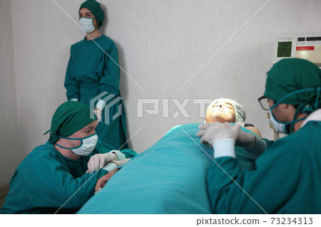 patient die in performing operation in hospital, Team of surgeons so sad and mourning 73234313