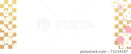 Image of spring, plaid background with white plum blossoms Image of spring, plaid background with white plum blossoms 73234387