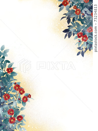 雪山茶花的奶油背景 雪山茶花的奶油背景 73234813