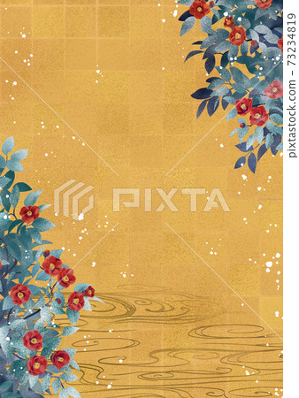 雪山茶花上的金箔自來水 73234819