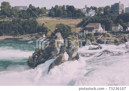 The Rhine Falls is the largest waterfall in Europe in Schaffhausen, Switzerla 73236187