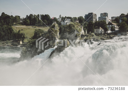 The Rhine Falls is the largest waterfall in Europe in Schaffhausen, Switzerla 73236188