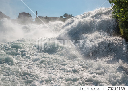 The Rhine Falls is the largest waterfall in Europe in Schaffhausen, Switzerla The Rhine Falls is the largest waterfall in Europe in Schaffhausen, Switzerla 73236189