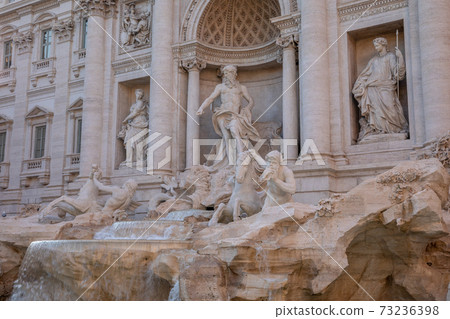 Panoramic view of Trevi Fountain in the Trevi district in Rome Panoramic view of Trevi Fountain in the Trevi district in Rome 73236398