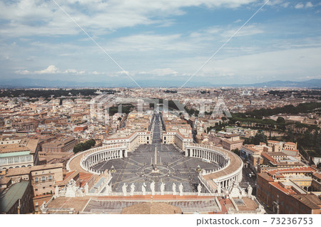 Panoramic view on the St. Peter's square and city of Rome Panoramic view on the St. Peter's square and city of Rome 73236753