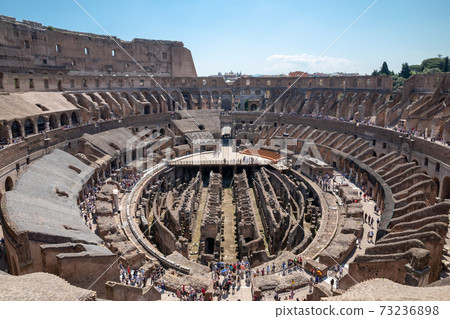 Panoramic view of interior of Colosseum in Rome 73236898