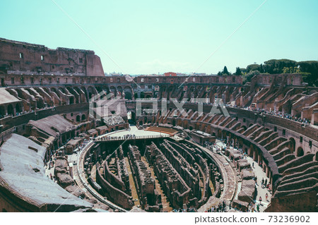 Panoramic view of interior of Colosseum in Rome 73236902