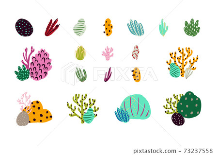 Set of colorful underwater design elements. Vector illustration Set of colorful underwater design elements. Vector illustration 73237558