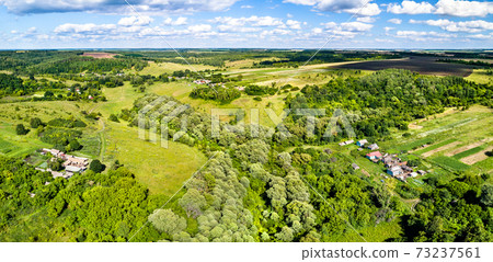 Typical aerial landscape of the Central Russian Upland. Kursk region 73237561