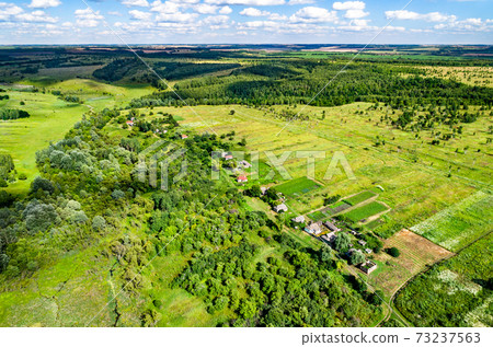 Typical aerial landscape of the Central Russian Upland. Kursk region 73237563