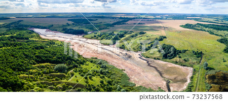 Aerial view of river in Kursk Oblast of Russia Aerial view of river in Kursk Oblast of Russia 73237568