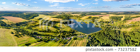 Aerial landscape of Russian Chernozemye. Nizhnyaya Vablya village, Kursk region Aerial landscape of Russian Chernozemye. Nizhnyaya Vablya village, Kursk region 73237582