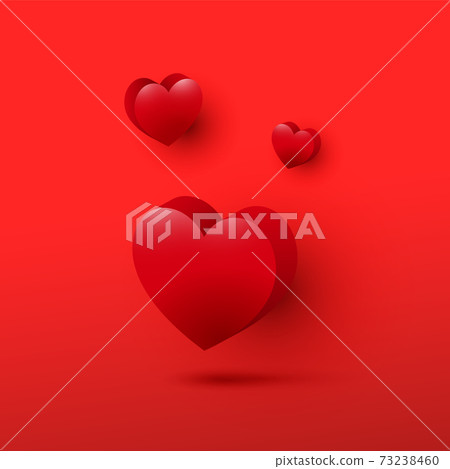 Beautiful 3d hearts valentines day icon set on a red background Beautiful 3d hearts valentines day icon set on a red background 73238460