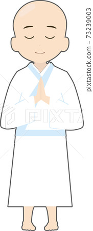 Illustration of a cute monk in white costume Illustration of a cute monk in white costume 73239003