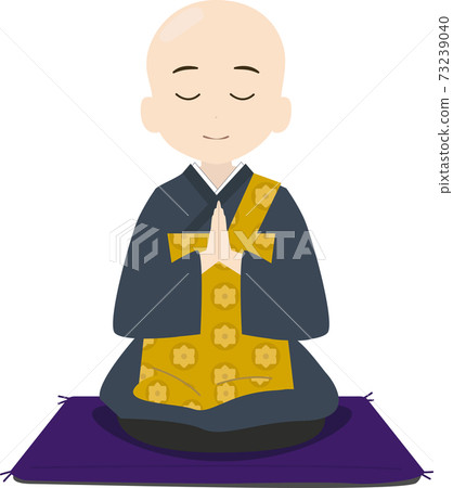 Illustration of a cute monk sitting and chanting sutras Illustration of a cute monk sitting and chanting sutras 73239040