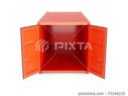 3D Rendering Open Empty red cargo container on white background 73240229