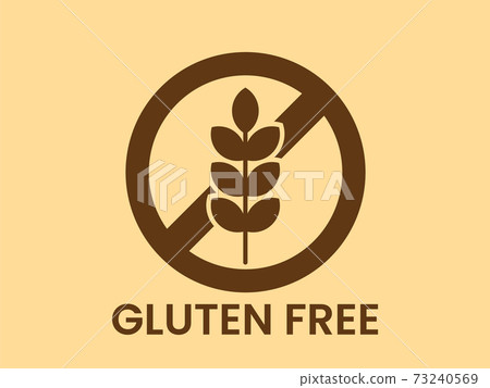 Crossed out sign with wheat ear or wheat spike icon. 73240569