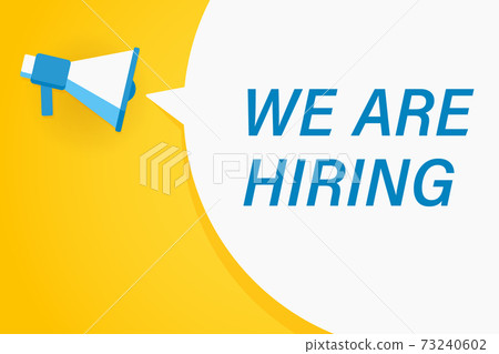 Flat megaphone with speech bubble and phrase 73240602