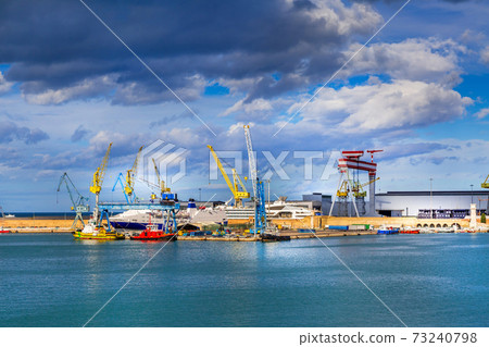 The harbor of Ancona, Italy with ships loaded The harbor of Ancona, Italy with ships loaded 73240798