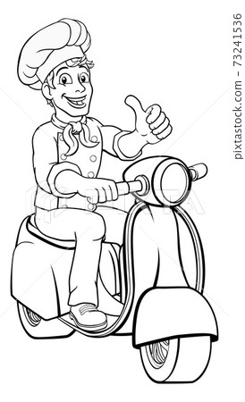 Chef Moped Scooter Food Delivery Man Cartoon Chef Moped Scooter Food Delivery Man Cartoon 73241536