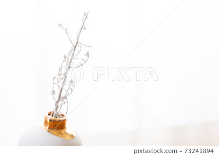 A vase of Scandinavian miscellaneous goods and a white dried flower branch tree 73241894