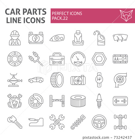 Car parts thin line icon set, automobile symbols collection, vector sketches, logo illustrations, auto repair signs linear pictograms package isolated on white background. 73242437