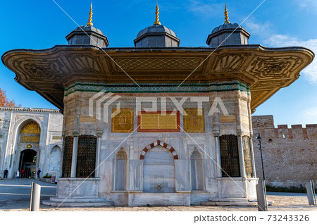 Close up of Fountain of Sultan Ahmed III of Topkapi Palace in Istanbul, Turkey Close up of Fountain of Sultan Ahmed III of Topkapi Palace in Istanbul, Turkey 73243326