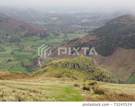 View over Pike Howe and Great Langdale valley, Langdale Pikes, Lake District View over Pike Howe and Great Langdale valley, Langdale Pikes, Lake District 73243524