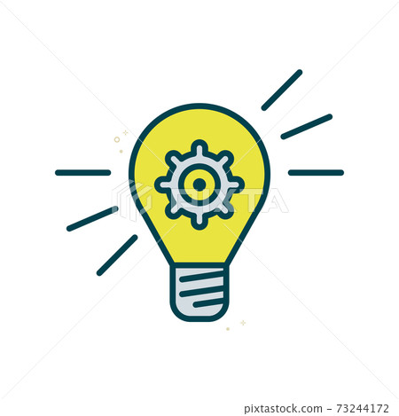Gear idea lamp vector icon, business startup 73244172