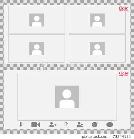Landing video conferencing. Screenshot phone. Vector workspace page for video conferencing and work meetings Landing video conferencing. Screenshot phone. Vector workspace page for video conferencing and work meetings 73244183
