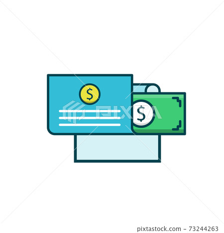 Dollar bill vector illustration. Startup and new business filled outline icon. 73244263