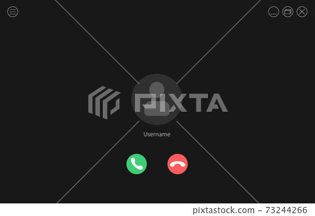 Video call screen template with buttons. Video call interface. Page workspace. Video call screen template with buttons. Video call interface. Page workspace. 73244266