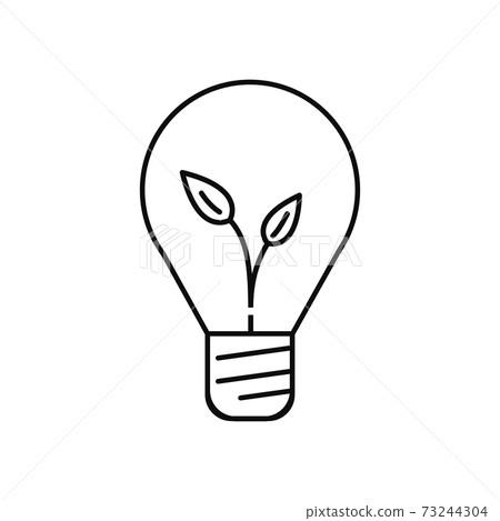 Eco light bulb friendly vector linear icon. Outline style icon. Technology and smart work icon. Eco light bulb friendly vector linear icon. Outline style icon. Technology and smart work icon. 73244304
