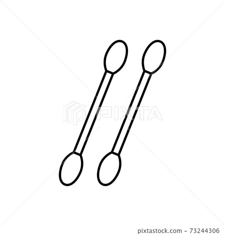 Swabs, ear sticks in flat style on blue background. Medical tools, hygiene objects. Swabs, ear sticks in flat style on blue background. Medical tools, hygiene objects. 73244306