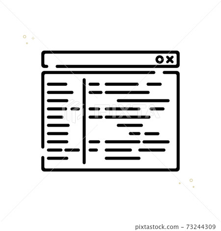 Linear vector icon program code. Page filled outline icon. Linear vector icon program code. Page filled outline icon. 73244309