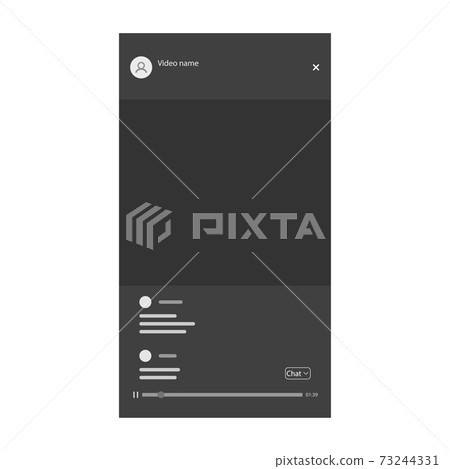 Screenshot of the meeting screen on social networks, with chat, buttons, on a white background. 73244331