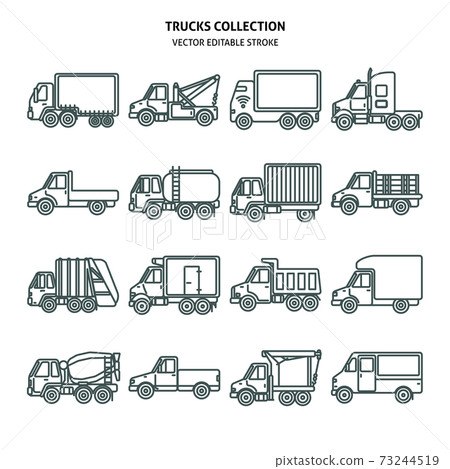 Truck icons set in thin line style Truck icons set in thin line style 73244519