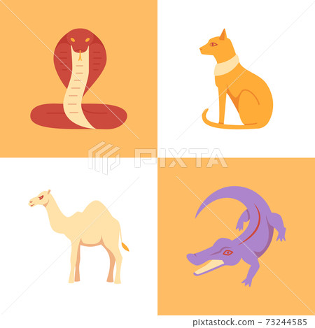 Egypt sacred animal icons set in flat style 73244585