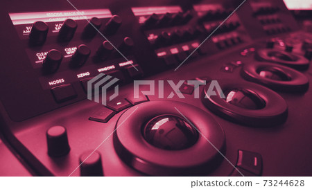 Color grading. Color Correction Post Production Photo. close up of the controller panel of video editing. equipment for make grading colour of film. telecine studio lab for edit video colortone. 73244628