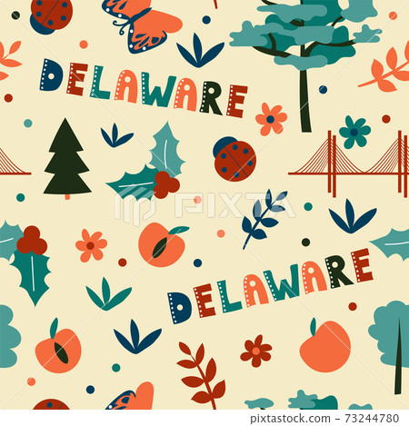 USA collection. Vector illustration of Delaware theme. State Symbols USA collection. Vector illustration of Delaware theme. State Symbols 73244780