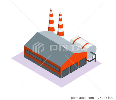 Element of plastic recycling process scheme. Symbol of recycling factory illustration in cartoon style. Reducing pollution and waste, saving the Earth with recycling technologies 73245100