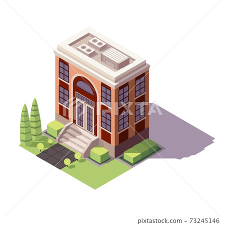 Isometric educational building. Architecture of modern city historic educational icon. Public library, university school or government. Vector isometric icon or infographic element. High detalied Isometric educational building. Architecture of modern city historic educational icon. Public library, university school or government. Vector isometric icon or infographic element. High detalied 73245146