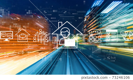 Remote Work theme with high speed motion blur 73246106