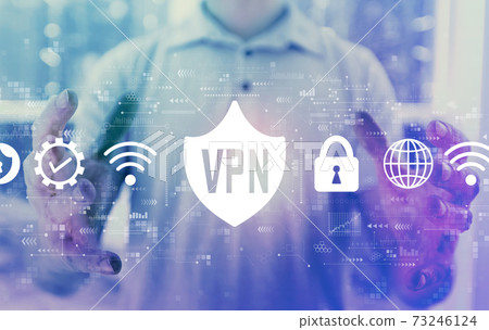 VPN concept with young man VPN concept with young man 73246124