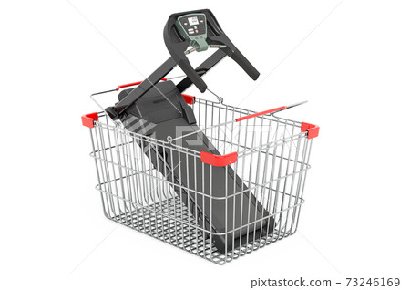Shopping basket with treadmill, 3D rendering 73246169