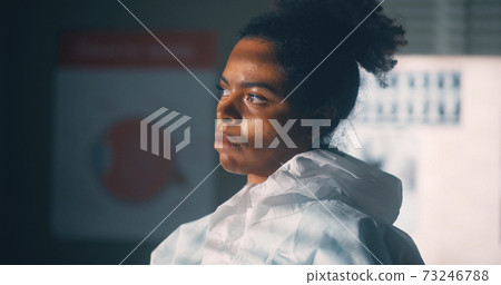Exhausted black doctor in hospital Exhausted black doctor in hospital 73246788